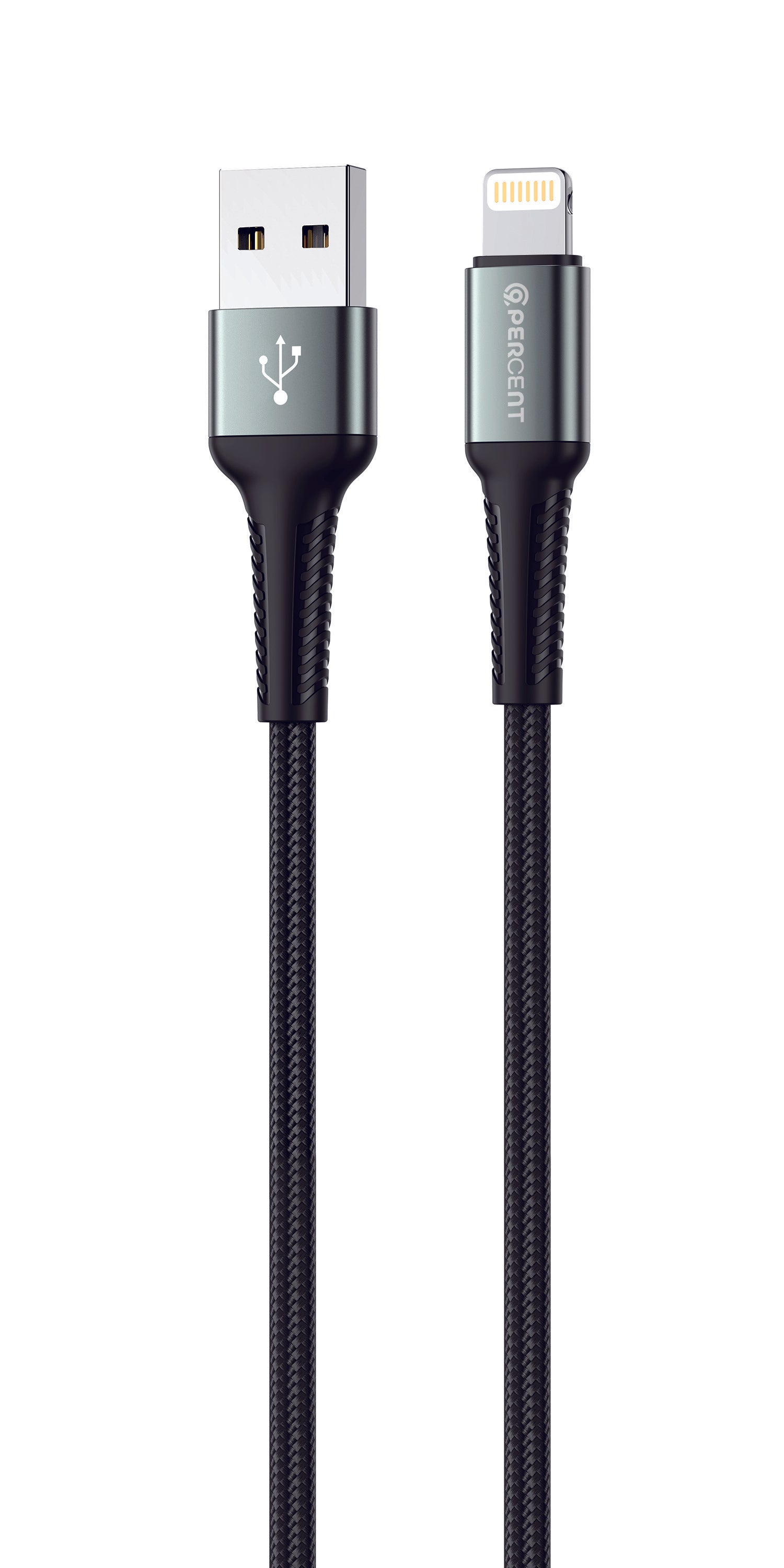 كيبل شحن من USB-A إلي Lightning من 90 Percent مضفر بالنايلون 1 متر | أسود كيبل شحن من USB-A إلي Lightning من 90 Percent مضفر بالنايلون 1 متر | أسود